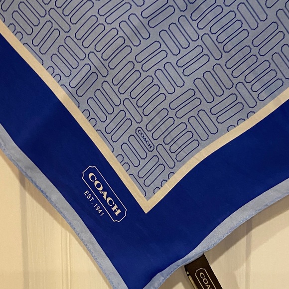 Coach Light Blue Geometric Scarf - Picture 5 of 11